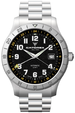 Catorex Mens 128.1.8164.321-BM Voyager 3 Collection Automatic Luminous Black Dial Watch